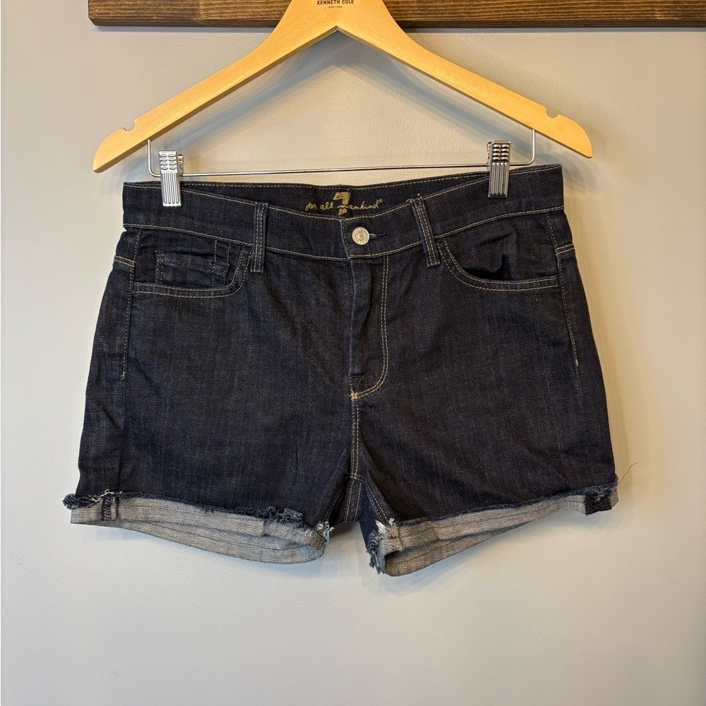 7 For All Mankind Dark Blue Cuffed Jean Shorts size 29
